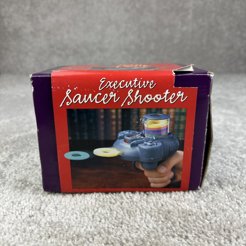 Vtg Toy Executive Saucer Shooter Foam‎ Disc Launcher Open Box Park Avenue